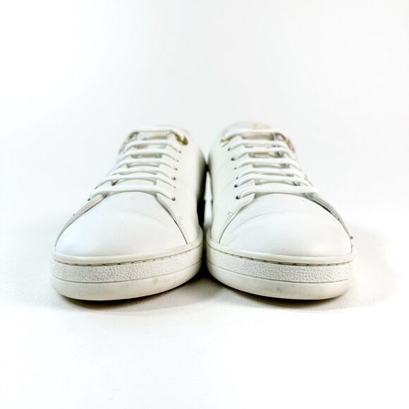 LOUIS VUITTON Frontrow Floral Sneakers Size 39 US 8.5 Lace Up Logo Low Top White - Picture 7 of 13